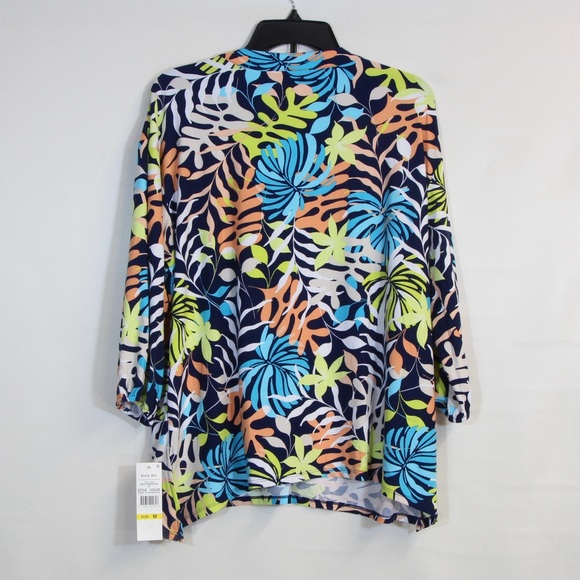 Ruby Rd. Women's Eclectic Geo Paradise Floral Long Sleeve Navy Blue Top NWT - Picture 5 of 6